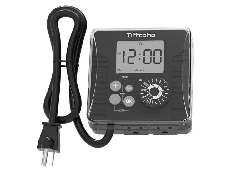 TiFFCOFiO Outdoor Digital Programmable Waterproof Light Timer, 15a/1875w