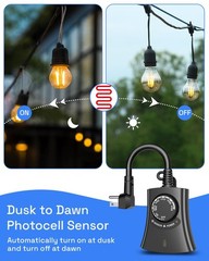 HBN Outdoor Light Timer with Remote Control, Waterproof Light Sensor Timer, 1…