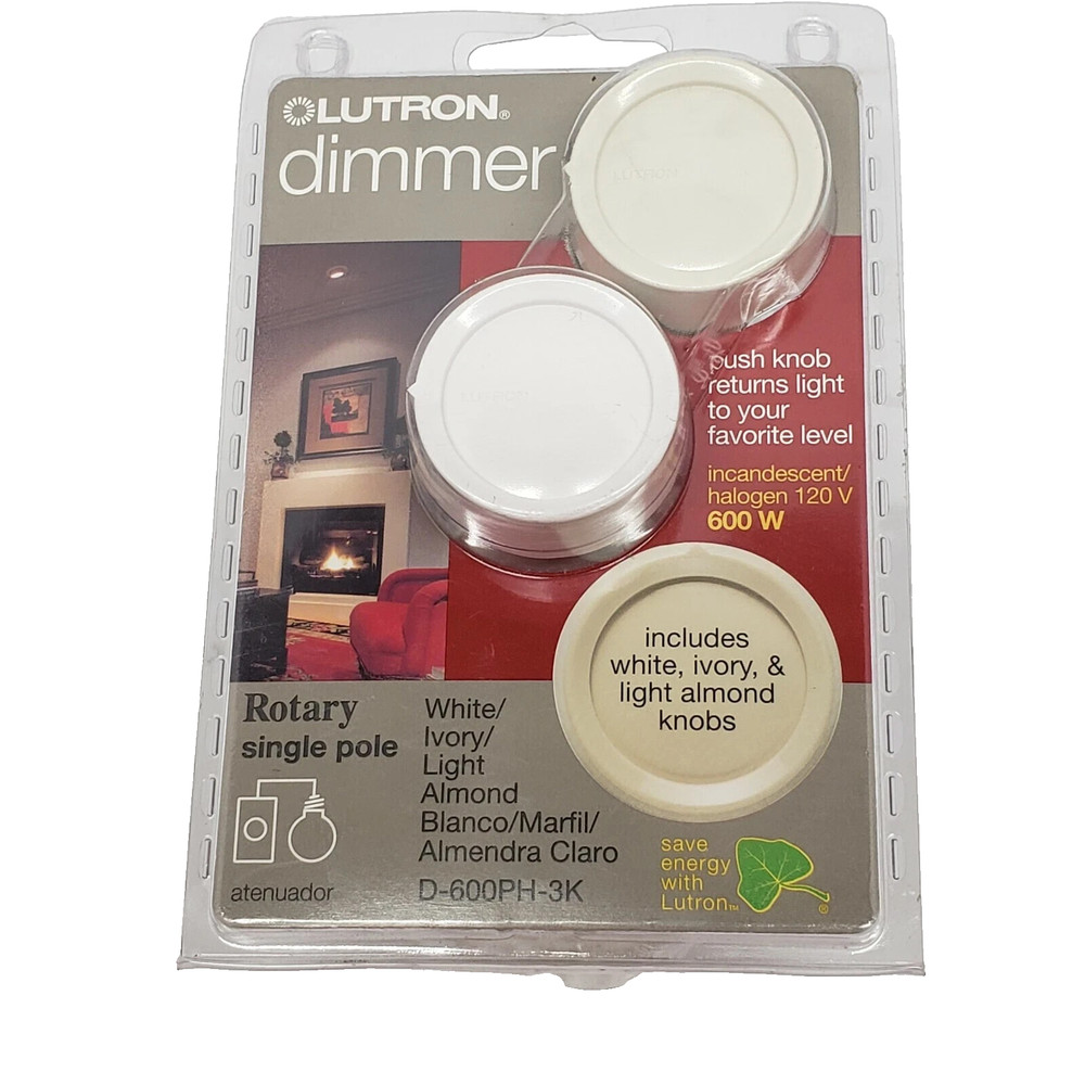 Lutron Rotary Dimmer White Ivory Almond Single Pole D-600PH-3K 600 Watt