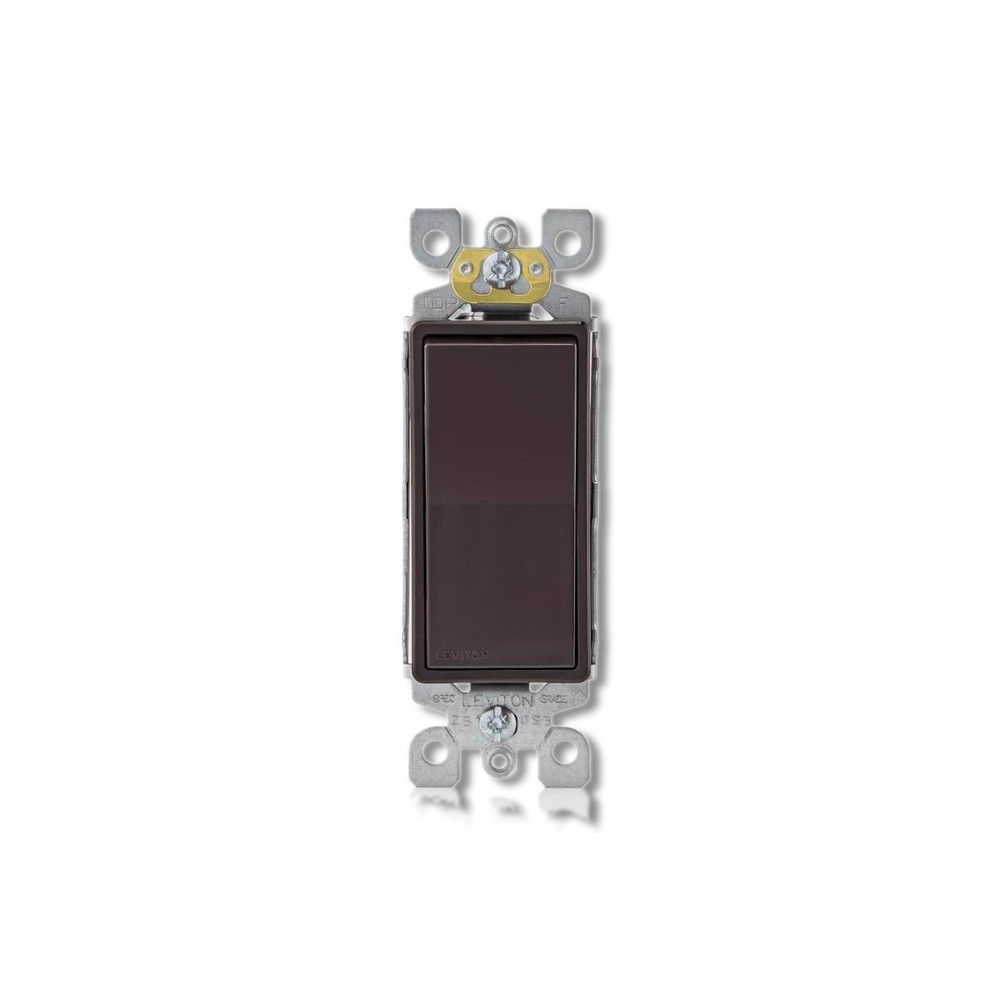 Leviton Decora 15 amps Single Pole Rocker AC Quiet Switch Brown 05601-002