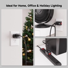3-Pack Grounded Outlet Switch with On Off, Plug Switch On Off, Single , Black