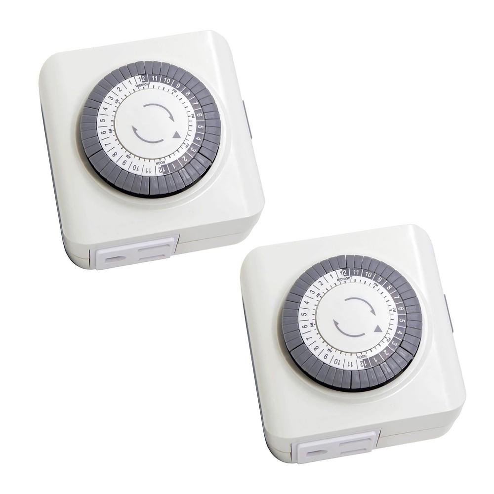 2 Pack 110-125V 3-Pin Mechanical Timer For House Use 24-Hour Outlet Control
