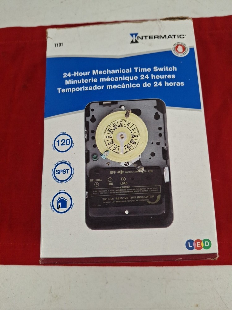 Intermatic T101 24 Hr Electromechanical Timer DPST Time Switch 120VAC Open Box