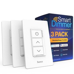Sunco 3 Pack Smart Dimmer Switch, Double Rocker Wall, WiFi, Alexa, Google Home