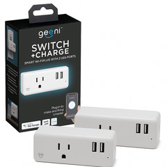 Geeni 2-Pack Smart Wi-Fi Plug Switch + Charge | 2 USB Ports | Multi-Port Outlet