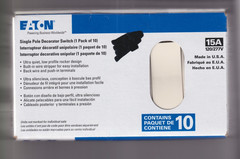 10 Pk Eaton 15 Amp Rocker Decorator Single Pole Light Switch White 7501W-10-LW