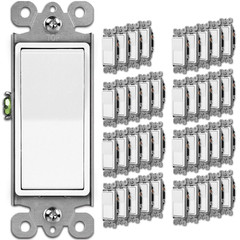 100 Pack Single-Pole Decorator Light Switch, Paddle Wall Switch, 15A 120/277V, O