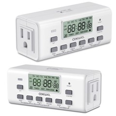 Digital Timer Switch 2 PCS 7 Day Programmable 10 On/Off Settings Electric Plug