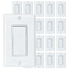 20pack Decorator Paddle Rocker Light Switch Single Pole 3wire Grounding 15a 12