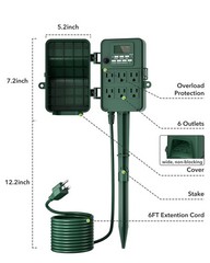 Durable 7-Day Digital Timer Surge Protector – 6FT Outdoor Extension Cord