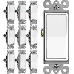 10 Pack 3-Way Decorator Light Switch, 15A 120/277V, Single Pole or Three Way,…