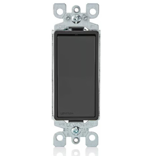 Leviton 5601-2E 15A 120/277V Decora Rocker SinglePole Switch Residen BLACK -4 PK