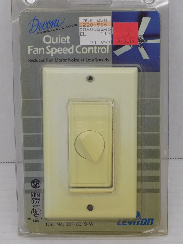 NEW Leviton 6619 White Colored – Decora Quiet Fan Speed Control