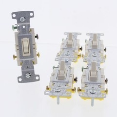 Hubbell RS315LA Lt Almond Framed Toggle Light Switch 3-Way Residential 15A 5pcs