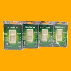 Lutron Skylark Contour Slide LED + Dimmer Switch Light Almond (4 Pack) S