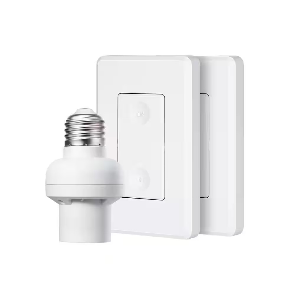 120-Volt Remote Control Light Bulb Socket W/ Wall Mounted Wireless Controller, W
