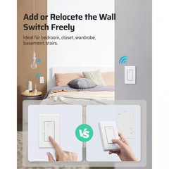 120-Volt Remote Control Light Bulb Socket W/ Wall Mounted Wireless Controller, W