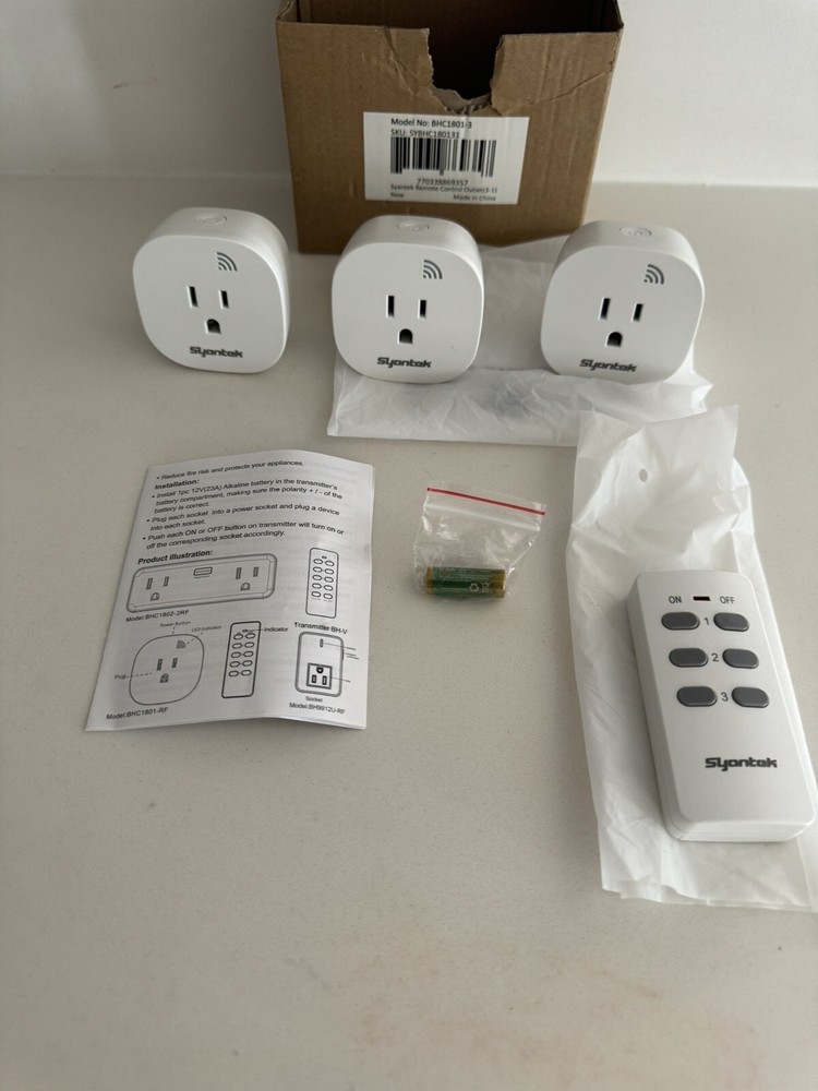 Syantek (3-1) Remote Control Outlet Wireless BHC1801-3
