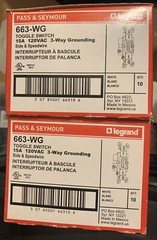 10 Pass & Seymour White RESIDENTIAL Toggle Wall Light Switches 3-Way 15A 663-WG