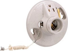 EATON-667-BX-LW-Porcelain Lampholder w/Pull Chain Switch and Outlet