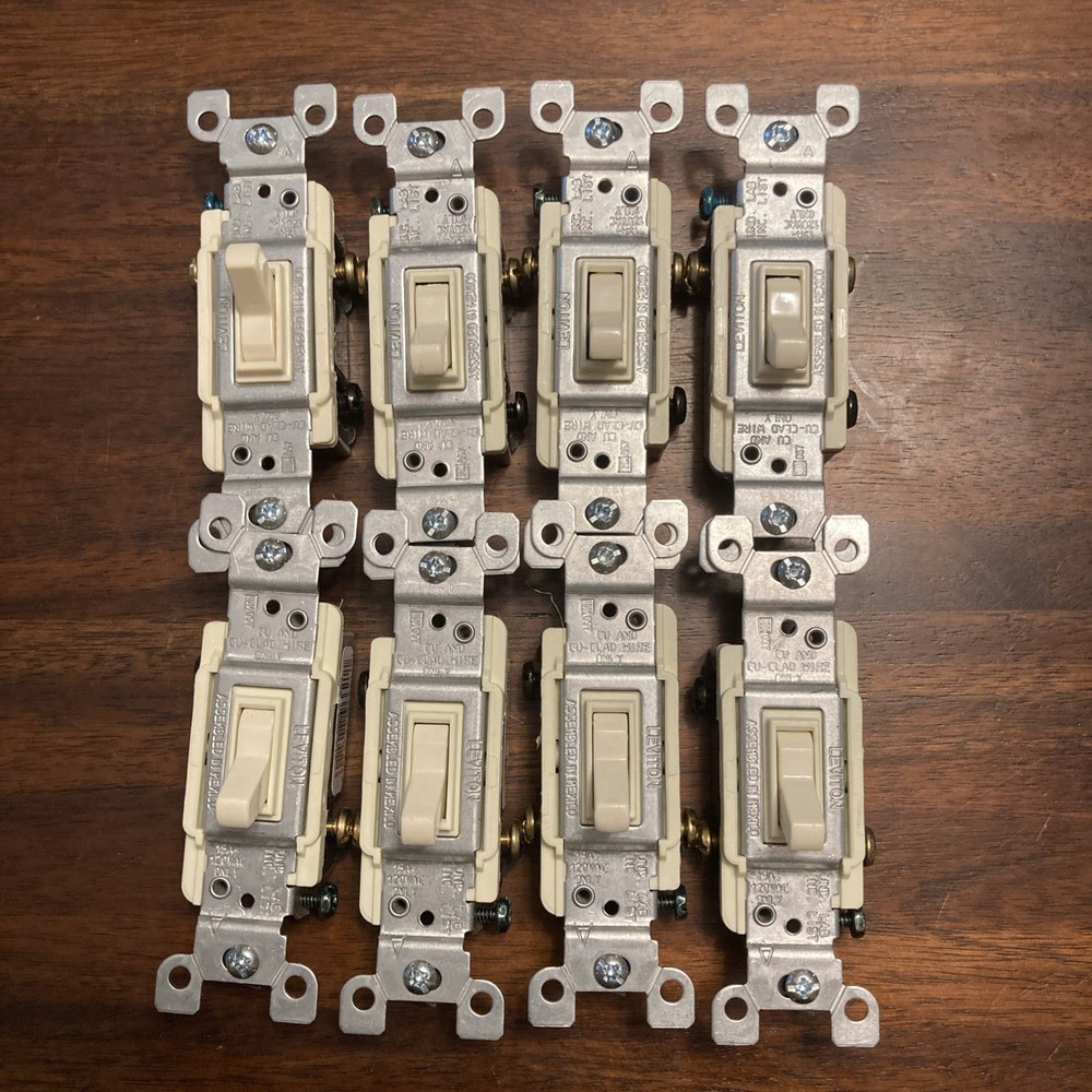 Leviton Almond Toggle Switch Lot Of 8