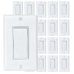 [20-Pack] PROCURU Decorator Paddle Rocker Light Switch, Single Pole, 3-Wire, Gro
