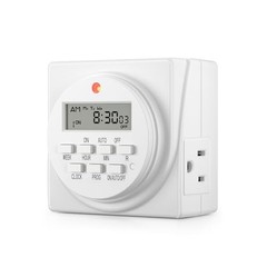 Indoor Digital Timer Outlet – Dual Outlet – 7 Day Programmable 3-Prong – 1-Pack