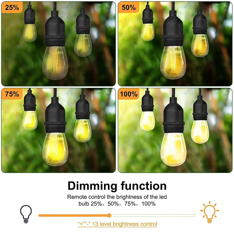 Outdoor Dimmer for String Lights,350 W String Light Dimmer Switch,100 FT Remote