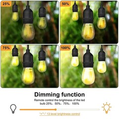 Outdoor Dimmer for String Lights,350 W String Light Dimmer Switch,100 FT Remote