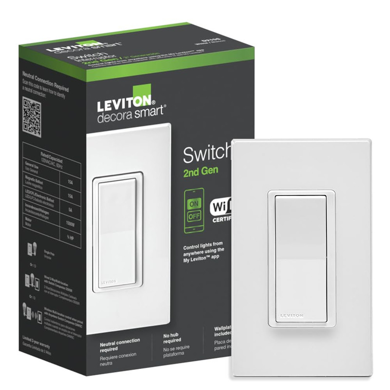 Leviton Decora Smart Switch Wi-Fi 2Nd Gen Neutral Wire Required Works Matter My