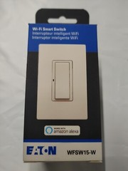 Eaton WFSW15-W-SP-L. Wi-Fi Smart Switch. Works w/Amazon Alexa. 15A 120v