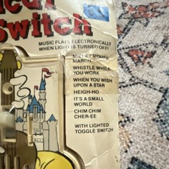 Vintage Walt Disney Mickey Mouse Musical Lighted Toggle Switch MLS-1