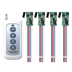 12V Mini Wireless Switch 4 Way 1 Channel Wireless Remote Control Switchs DC 5…