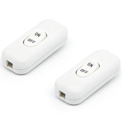 Inline Cord Switch 2-Pack White Button,Rated 6A 250V On/Off Electrical Wire Appl