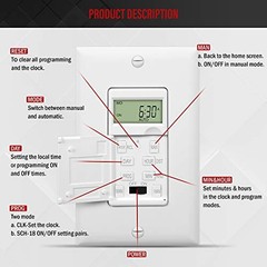 – HET01-C-W Programmable Digital Timer Switch for Lights, Fans, Motors, 1 Pack