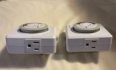 Lot Of 2 Fosmon Indoor 24 HR Programmable Dual Plug-In Mech Outlet Timers White