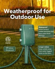 BN-LINK 24 Hour Mechanical Outdoor Multi Socket Timer 6 Outlet Garden Power S…