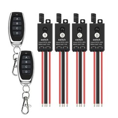 Mini Wireless Switch 12V,4 Way Mini Remote Switch DC 5V/12V/24V/48/10A Relay Wir