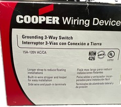 10 Cooper Wiring 1303-7V White Grounding 3-Way Toggle Light Switch 15A 120V