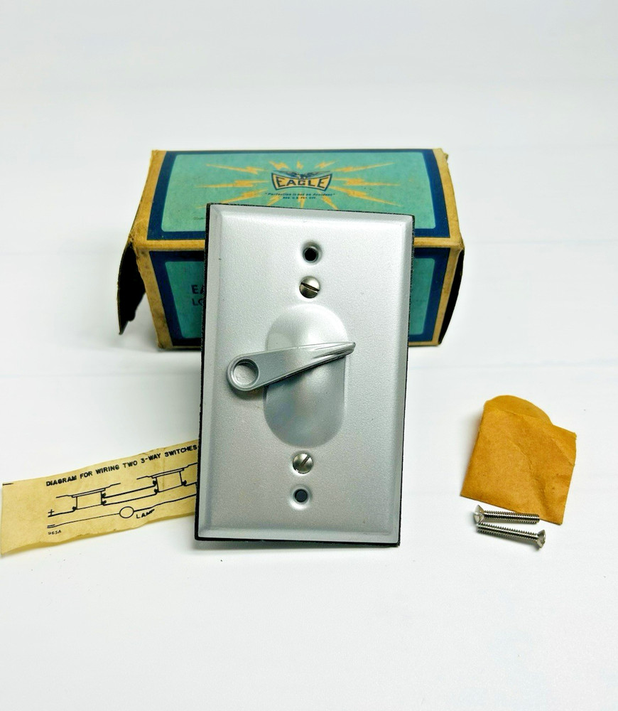 Vintage Eagle Electric Bakelite Silver Weatherproof Three Way Switch No. 984