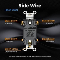 4 Way Toggle Light Switch, 15 Amp, 120-277V, Toggle Framed AC Quiet Switch, in W