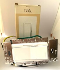 Lutron DVELV-300P-WH Diva 300W Single Pole Preset Light Dimmer