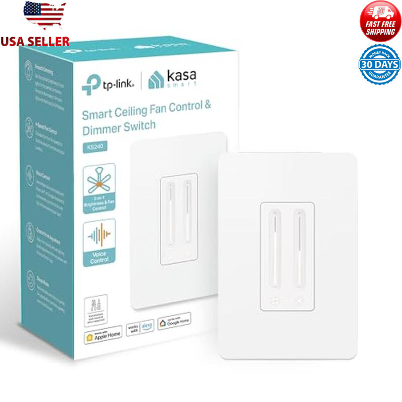 Smart Ceiling Fan Control Dimmer Switch 4-Speed Brightness Timer App Compatible