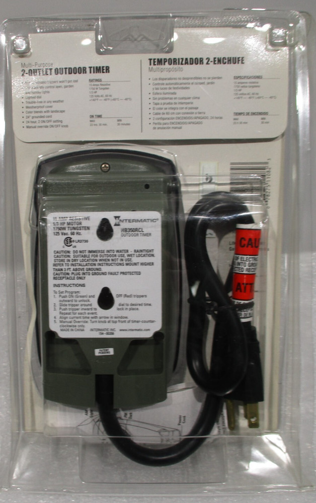 INTERMATIC Multi-Purpose 2-Outlet Outdoor Timer (Pool Pump, Holiday Lights)