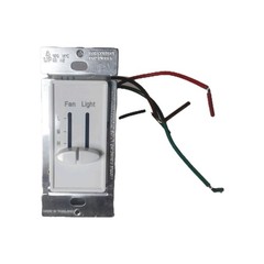NEW WHITE Dual Slider 3-Speed Fan Control Fully Variable Dimmer Single Pole
