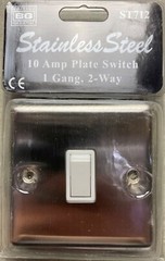 BG ST712 Stainless Steel 10 Amp Plate Switch 1 Gang, 2-Way