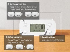 DEWENWILS 24 Hour Programmable Digital Timer Outlet, 2 Pack 3 Prong, 1/2 HP
