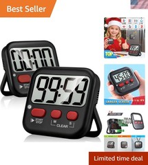2 Pack Digital Kitchen Timer with Magnetic Countdown – Ideal for Kids & Cooking