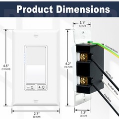 4 Pack Dimmer Light Switch- Single Pole or 3-Way for LED /600W Incandescent ETL