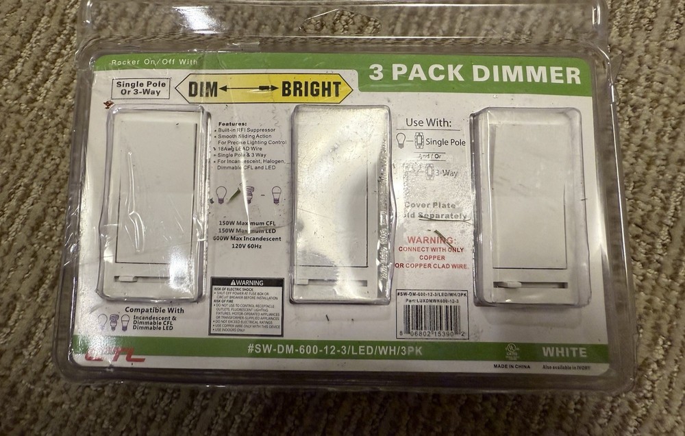 CYBER TECH LIGHTING, INC. Sw-Dm-600-12-3/Led/Wh/3 Switch